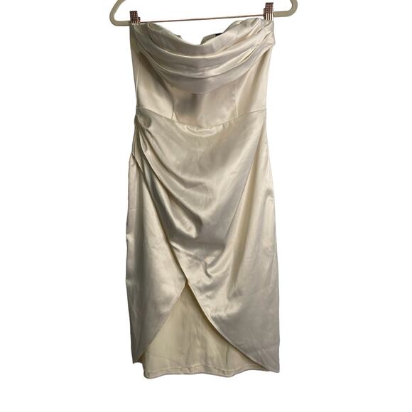 Michael Costello x REVOLVE Sara Midi Dress Strapless Surplice Ivory White Small - Picture 5 of 12